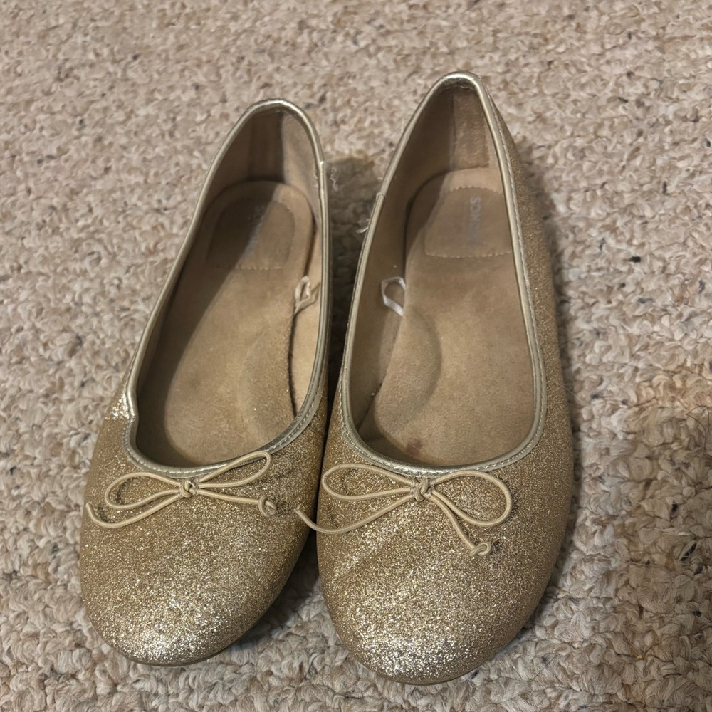 Gold Glitter Ballet Flats